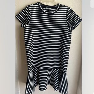 MINIMUM Denmark Elia dreas size M black white striped dress ruffle hem ponte B28